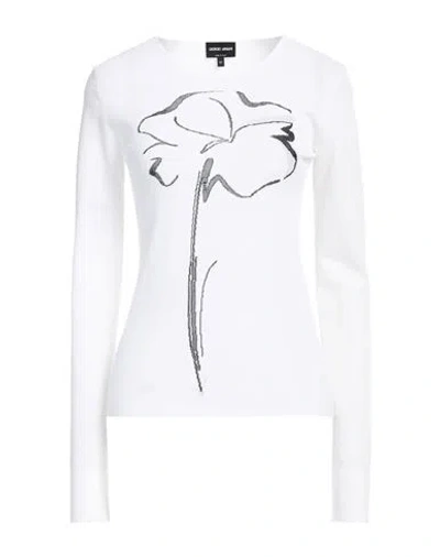 Giorgio Armani Woman Sweater White Size 8 Cotton, Polyamide, Viscose