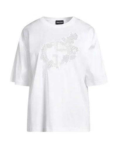 Giorgio Armani Woman T-shirt White Size 10 Viscose, Polyester, Polyamide, Elastane