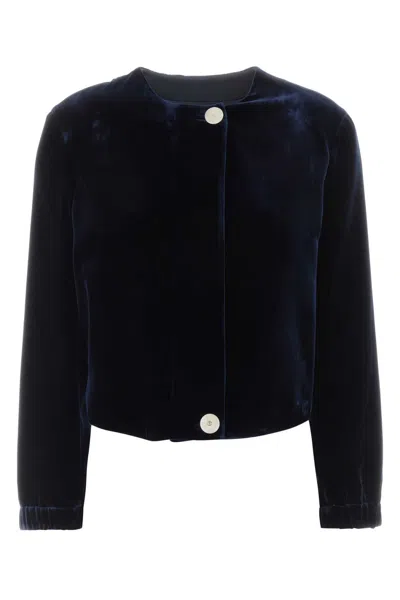 Giorgio Armani Womens Velvet Blazer Jacket In Blue
