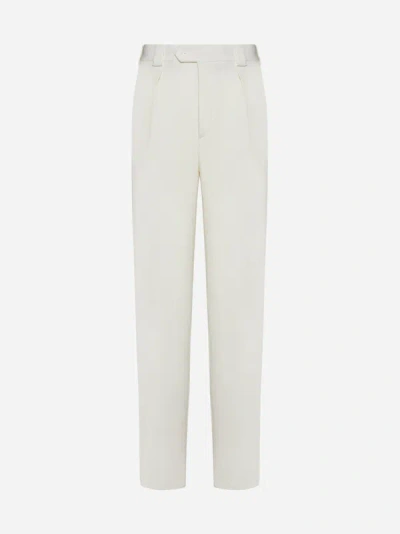 Giorgio Armani Wool And Viscose Trousers In Brilliant White