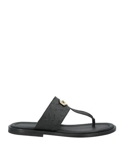 Giovanni Conti Man Thong Sandal Black Size 9 Leather