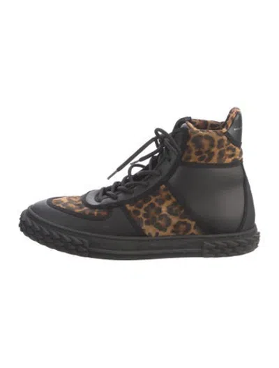 Pre-owned Giuseppe Zanotti Leather Animal Print Sneakers In Black