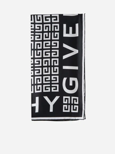 Givenchy 4g And Logo Silk Scarf In Black