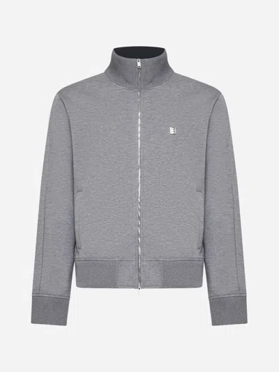 Givenchy 4g-logo Cotton Track Jacket In Light Grey Melange