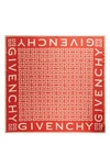 Givenchy 4g Monogram Silk Twill Square Scarf In Red