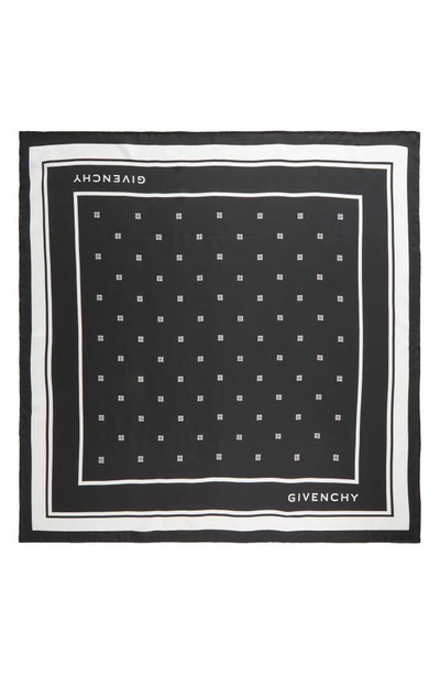 Givenchy 4g Silk Square Scarf In 1- Black/ White