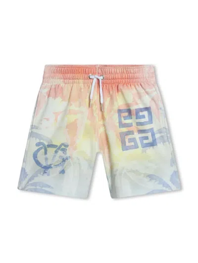 Givenchy Kids' 4g-motif Cotton Shorts In Blue