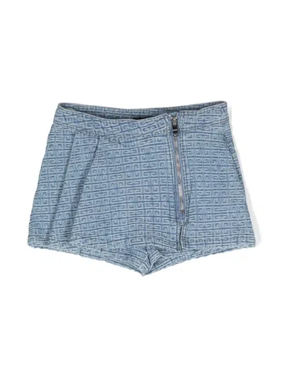 Givenchy Kids' All-over Logo Pattern Shorts In Blu