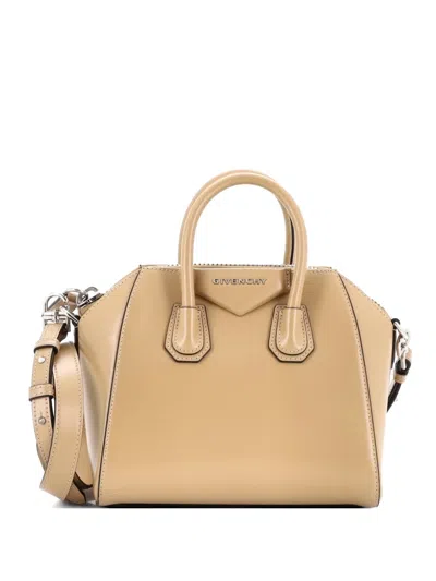 Pre-owned Givenchy Antigona Bag Glazed Leather Mini Satchel In Neutral