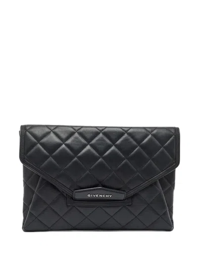 Pre-owned Givenchy Antigona Quilted Clutch Bag In Black
