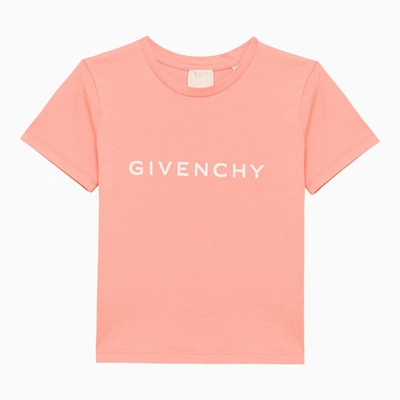 Givenchy Kids' Apricot-coloured Cotton T-shirt With Logo In Orange