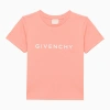Givenchy Kids' Apricot-coloured Cotton T-shirt With Logo In Orange
