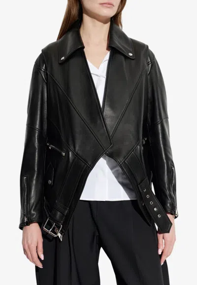 Givenchy Asymmetric Leather Biker Jacket In Black
