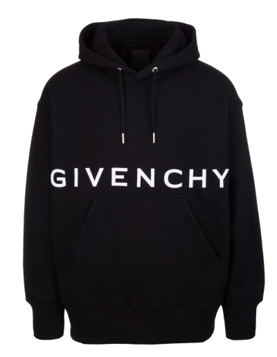 Pre-owned Givenchy Authentic  4g Embroidered Hoodie Black Over Size Model Sz L