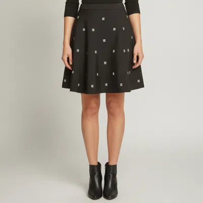 Pre-owned Givenchy Black 4g Pattern Stretch Knit Flared Mini Skirts Xs