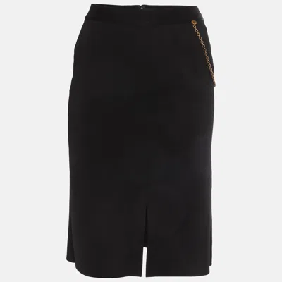 Pre-owned Givenchy Black Stretch Knit Chain Detail Knee-length Skirt S