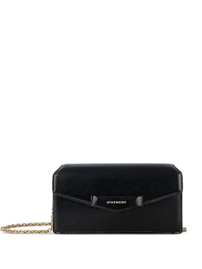 Givenchy Box Calfskin Mini Clutch With Gold-tone Chain Strap And Card Slots In Black