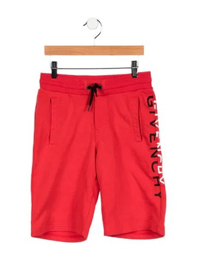Pre-owned Givenchy Kids' Boys' Logo Embroidered Shorts In Red