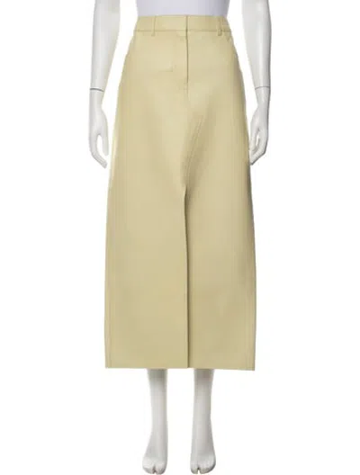 Pre-owned Givenchy Calfskin Long Skirt In Yellow