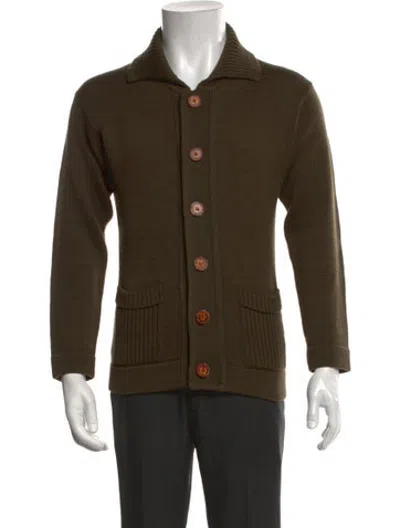 Pre-owned Givenchy Collar Long Sleeve Cardigan In Green