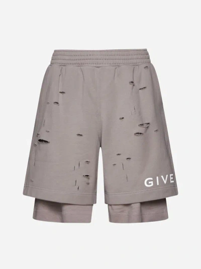 Givenchy Cotton Doubled Shorts In Taupe