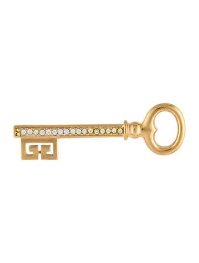 Pre-owned Givenchy Crystal Key Brooch In Multicolor