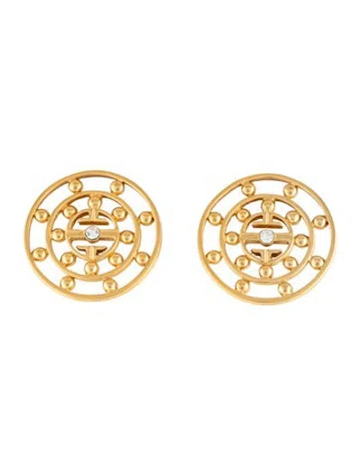 Pre-owned Givenchy Crystal Medallion Clip-on Earrings In Multicolor