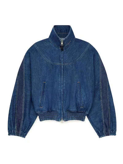 Givenchy Denim Bomber Jacket In Blue