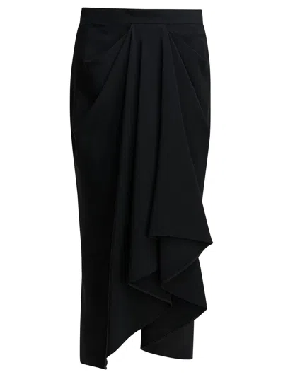 Givenchy Draped Crepe Cady Midi Skirt In Black