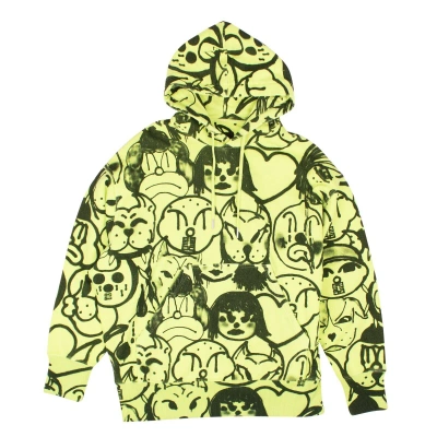 Pre-owned Givenchy Fluorescent Green Cotton Allover Family Hoodie Size Xxs $1695