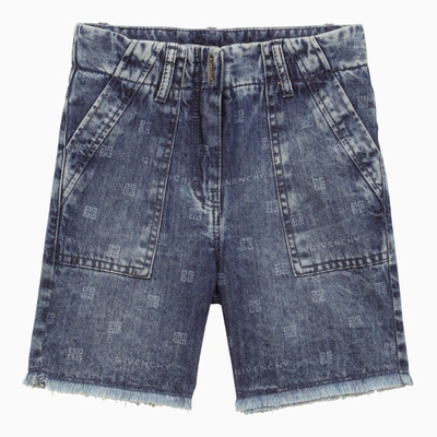 Givenchy Kids' Grey Washed Denim Bermuda Shorts
