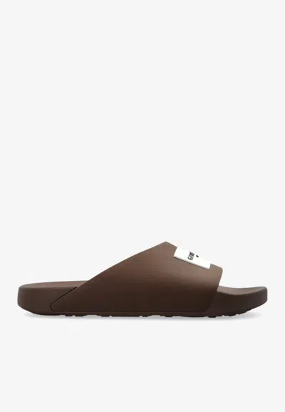 Givenchy Label Rubber Slides In Brown