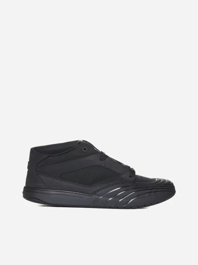 Givenchy Leather And Fabric Mid-top Sneakers In Black