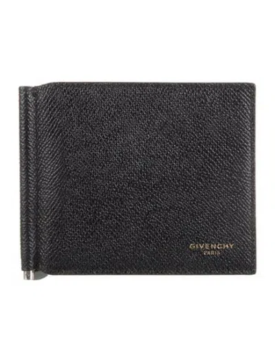 Pre-owned Givenchy Leather Bifold Wallet In Black