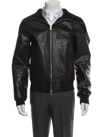 Pre-owned Givenchy Leather Bomber Jacket In Black