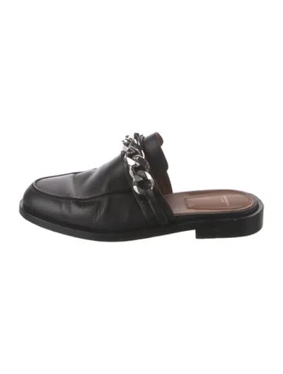 Pre-owned Givenchy Leather Chain-link Accents Mules In Black/metallic