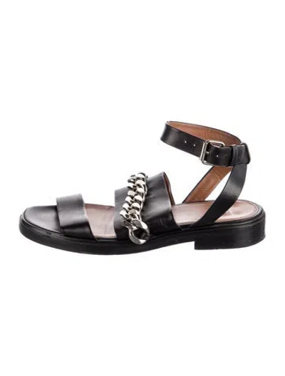 Pre-owned Givenchy Leather Chain-link Accents Sandals In Black