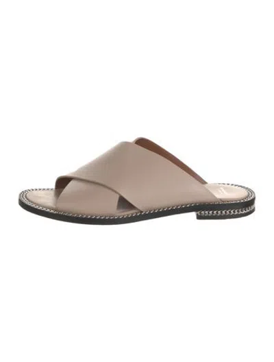 Pre-owned Givenchy Leather Chain-link Accents Slides In Neutrals