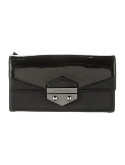 Pre-owned Givenchy Leather Continental Wallet In Black
