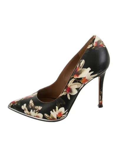 Pre-owned Givenchy Leather Floral Print Pumps In Black