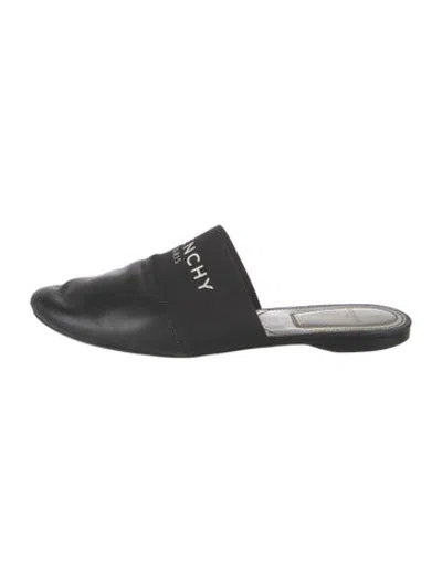 Pre-owned Givenchy Leather Graphic Print Mules In Black