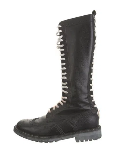 Pre-owned Givenchy Leather Lace-up Boots In Black