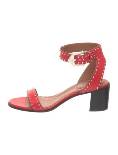Pre-owned Givenchy Leather Studded Accents Sandals In Red