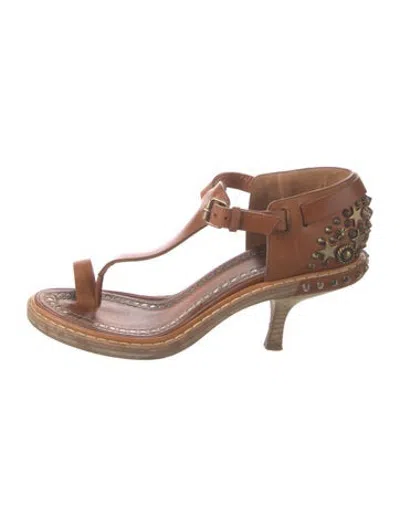 Pre-owned Givenchy Leather T-strap Sandals In Brown