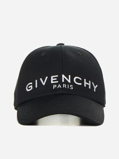 Givenchy Logo Cotton Baseball Cap In Black