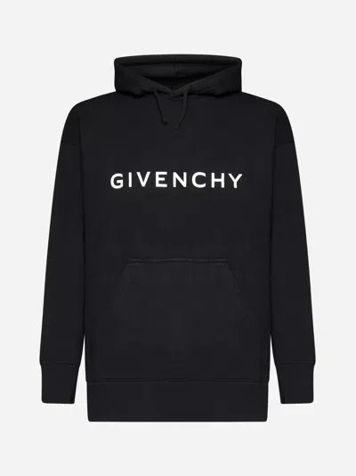 Givenchy Logo Cotton Hoodie In Black