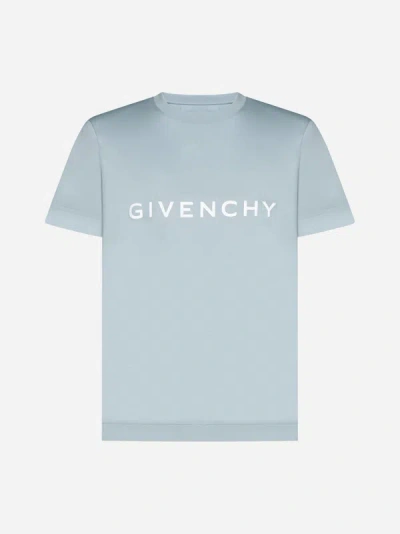 Givenchy Logo Cotton T-shirt In Mineral Blue