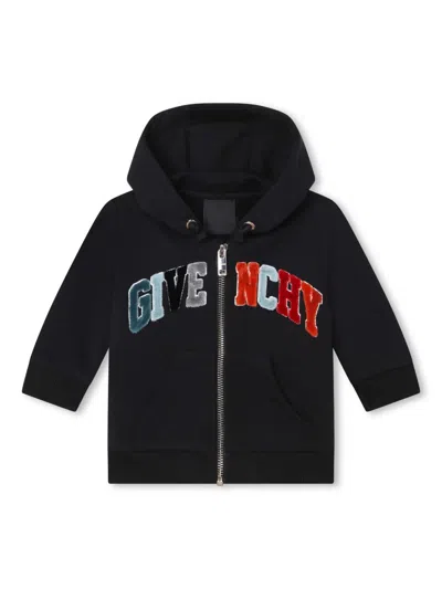 Givenchy Babies' Logo-appliqué Zip-up Hooded Jacket In Black