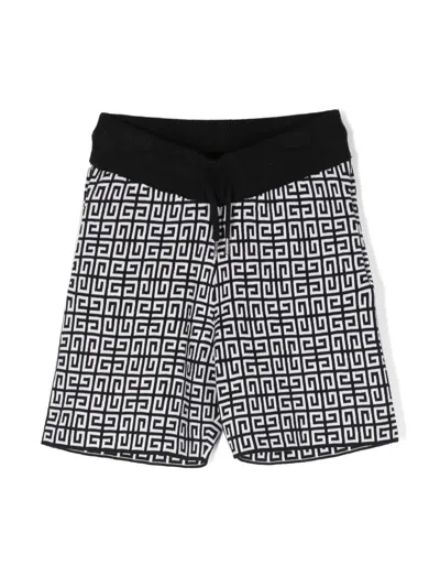 Givenchy Kids' Logo-waistband Shorts In Nero/bianco