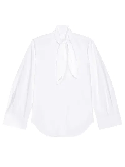 Givenchy Long-sleeve Bow-collar Cotton Poplin Shirt In White
